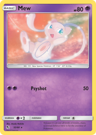 Mew 32/68 Sun & Moon Hidden Fates