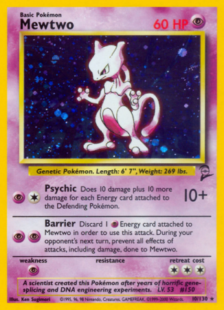 Mewtwo 10/130 Base Base Set 2