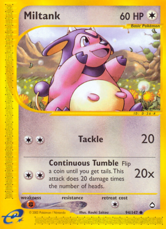 Miltank 94/186 E-Card Aquapolis