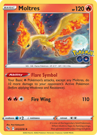 Moltres 12/78 Sword & Shield Pokémon GO