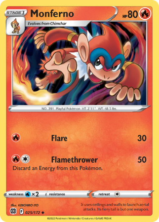 Monferno 25/172 Sword & Shield Brilliant Stars