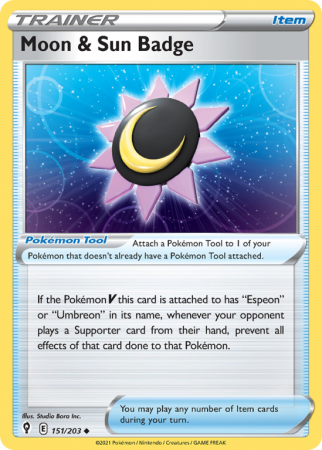 Moon & Sun Badge 151/203 Sword & Shield Evolving Skies