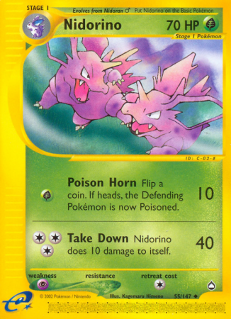 Nidorino 55/186 E-Card Aquapolis