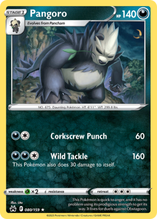 Pangoro 80/159 Sword & Shield Crown Zenith