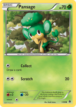 Pansage 1/98 Black & White Emerging Powers