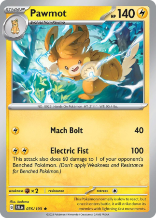 Pawmot 76/193 Scarlet & Violet Paldea Evolved