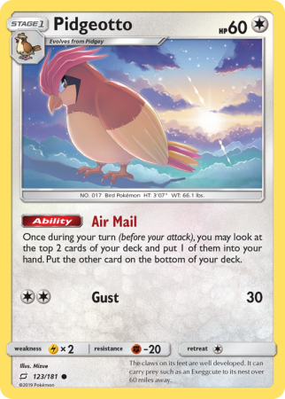 Pidgeotto 123/181 Sun & Moon Team Up