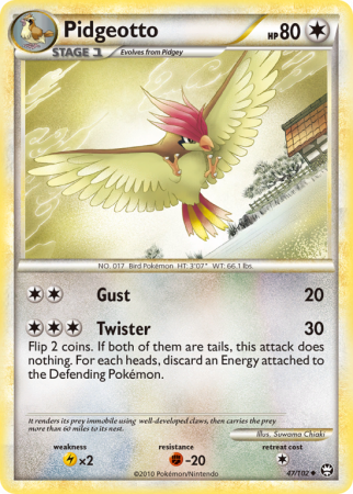 Pidgeotto 47/102 HeartGold & SoulSilver HS—Triumphant