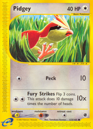 Pidgey 123/165 E-Card Expedition Base Set