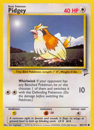 Pidgey 86/130 Base Base Set 2