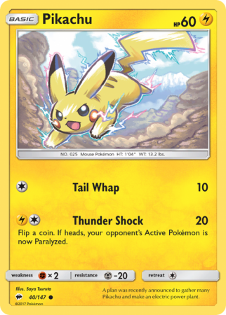 Pikachu 40/147 Sun & Moon Burning Shadows
