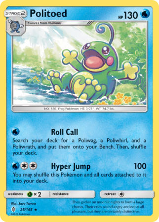 Politoed 25/145 Sun & Moon Guardians Rising