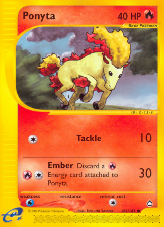 Ponyta 102/186 E-Card Aquapolis