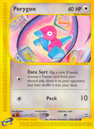 Porygon 103/186 E-Card Aquapolis