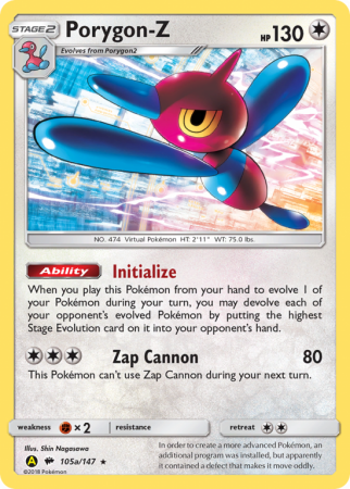 Porygon-Z 105a/147 Sun & Moon Burning Shadows