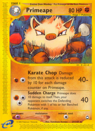 Primeape 29/186 E-Card Aquapolis