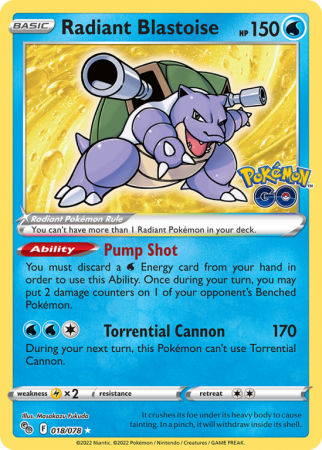 Radiant Blastoise 18/78 Sword & Shield Pokémon GO