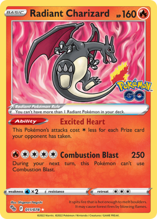 Radiant Charizard 11/78 Sword & Shield Pokémon GO