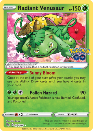 Radiant Venusaur 4/78 Sword & Shield Pokémon GO