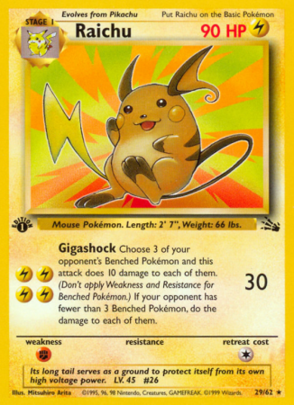 Raichu 29/62 Base Fossil