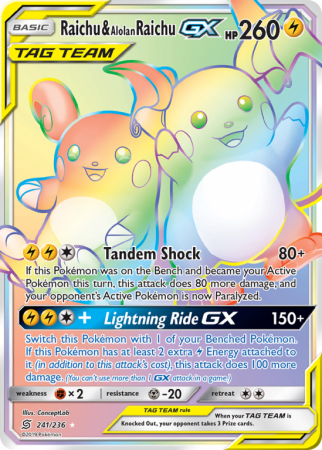 Raichu & Alolan Raichu-GX 241/236