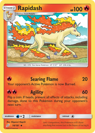 Rapidash 18/181 Sun & Moon Team Up