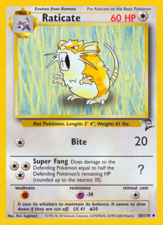 Raticate 58/130 Base Base Set 2