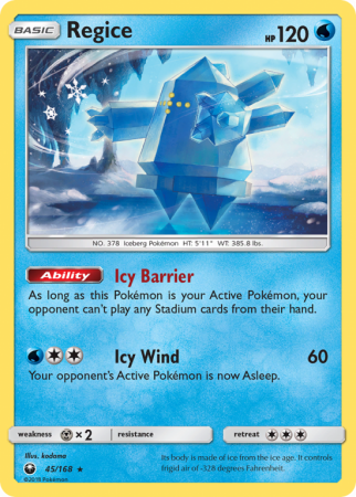 Regice 45/168 Sun & Moon Celestial Storm
