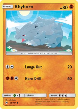 Rhyhorn 65/147 Sun & Moon Burning Shadows