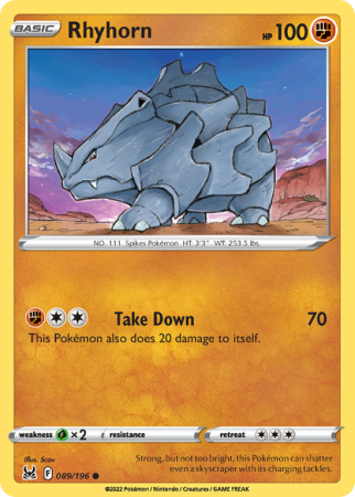 Rhyhorn 89/196 Sword & Shield Lost Origin