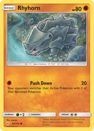 Rhyhorn 92/214 Sun & Moon Unbroken Bonds