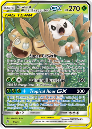 Rowlet & Alolan Exeggutor-GX 1/236 Sun & Moon Unified Minds