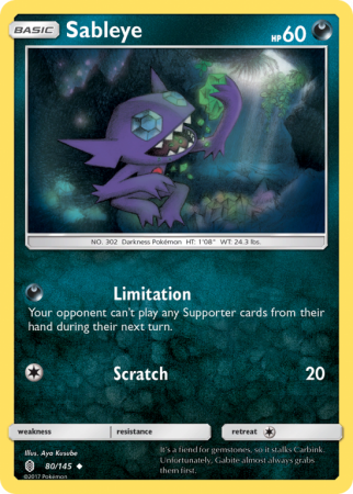 Sableye 80/145 Sun & Moon Guardians Rising