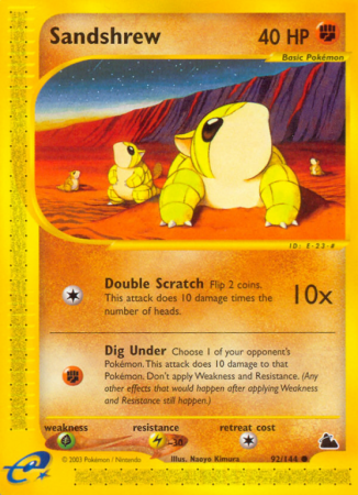 Sandshrew 92/182 E-Card Skyridge