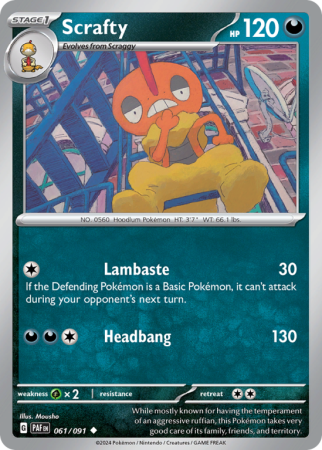 Scrafty 61/91 Scarlet & Violet Paldean Fates