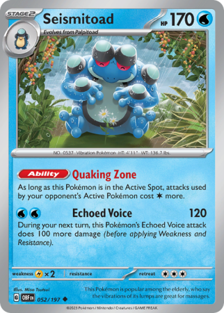 Seismitoad 52/197 Scarlet & Violet Obsidian Flames