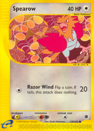 Spearow 130/165 E-Card Expedition Base Set