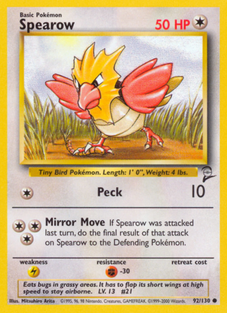 Spearow 92/130 Base Base Set 2