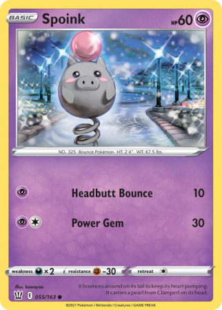 Spoink 55/163 Sword & Shield Battle Styles