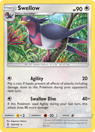 Swellow 104/145 Sun & Moon Guardians Rising