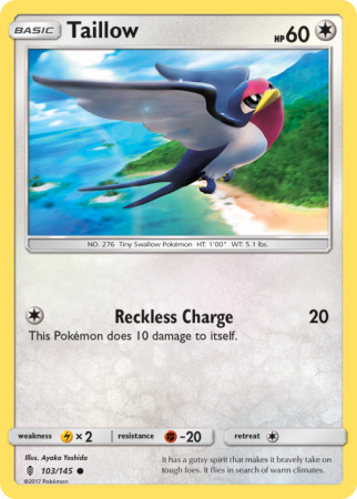 Taillow 103/145 Sun & Moon Guardians Rising
