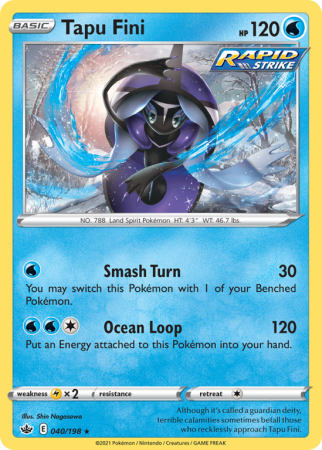 Tapu Fini 40/198 Sword & Shield Chilling Reign