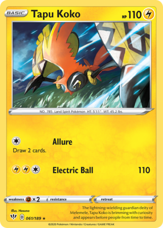 Tapu Koko 61/189 Sword & Shield Darkness Ablaze