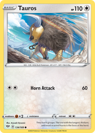 Tauros 134/189 Sword & Shield Darkness Ablaze