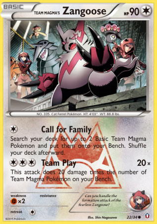 Team Magma's Zangoose 22/34 XY Double Crisis