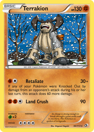 Terrakion 84/113 Black & White Legendary Treasures