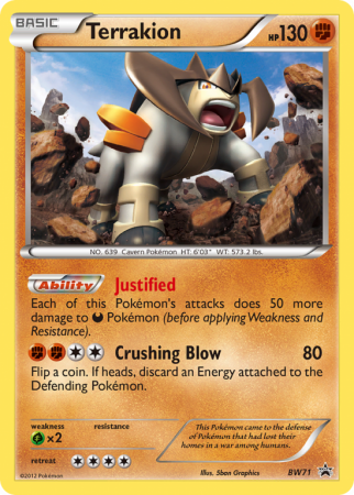 Terrakion BW71/101 Black & White BW Black Star Promos