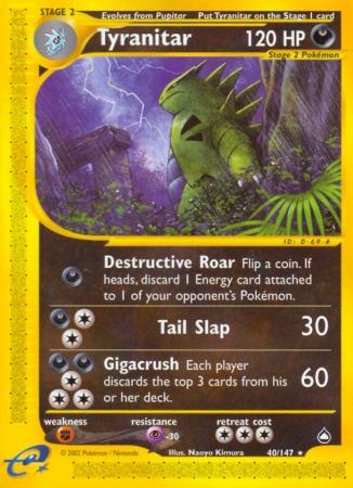 Tyranitar 40/186 E-Card Aquapolis