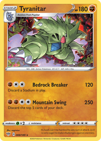Tyranitar 88/189 Sword & Shield Darkness Ablaze