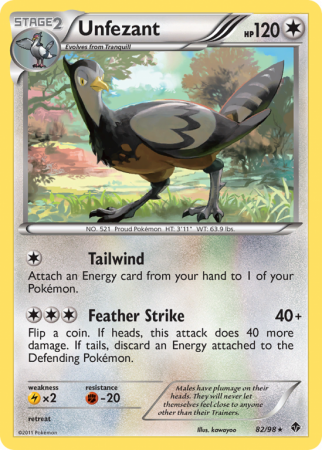 Unfezant 82/98 Black & White Emerging Powers